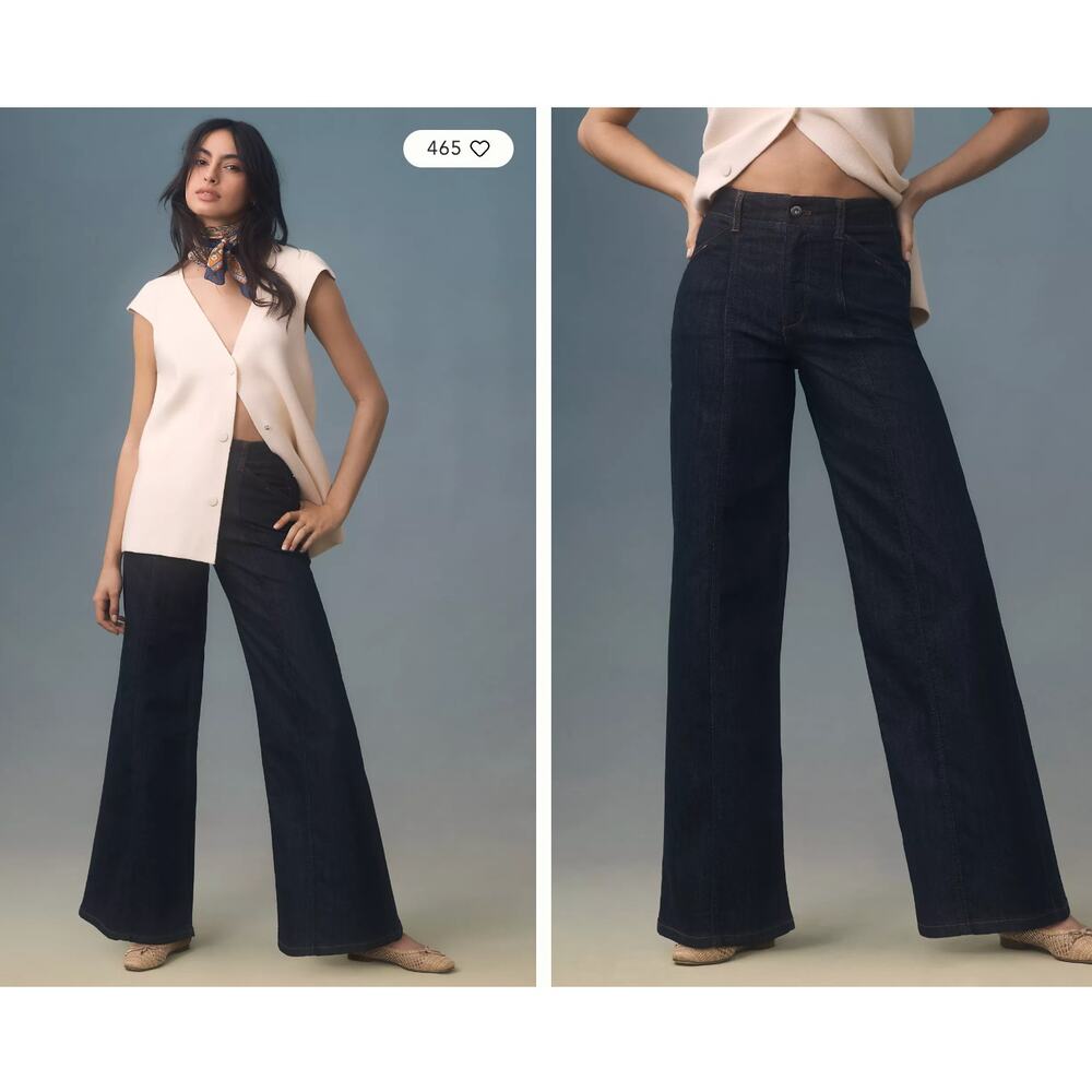 NWOT Anthropologie The Delaney Clean-Seamed High-Rise Wide-Leg Jeans by Maeve